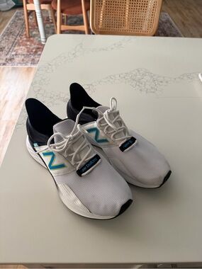New Balance White Sneakers with Blue & Teal Accents